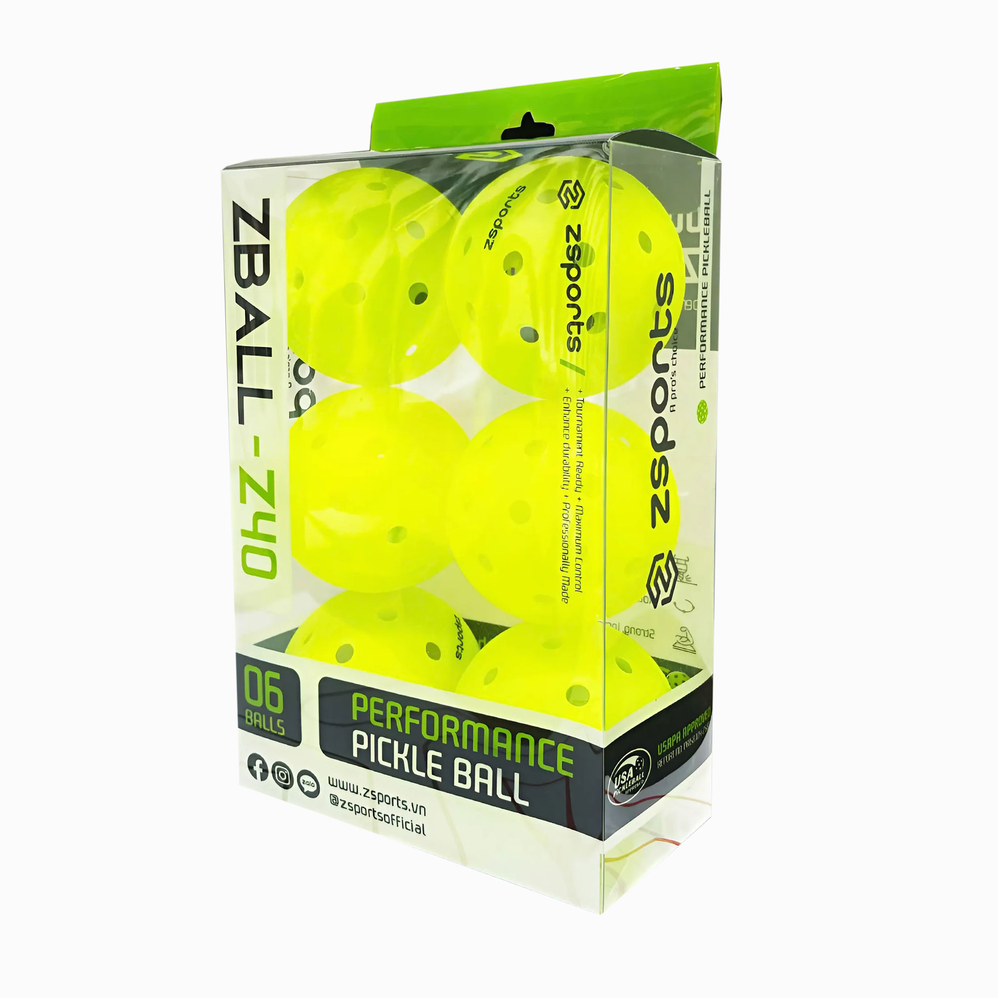bóng pickleball zball 40 hộp 6 bóng