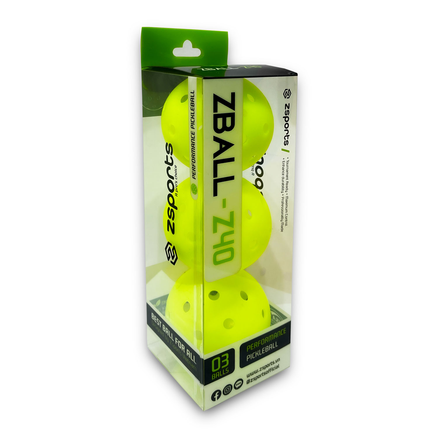 hộp 3 bóng pickleball zsports zball 40